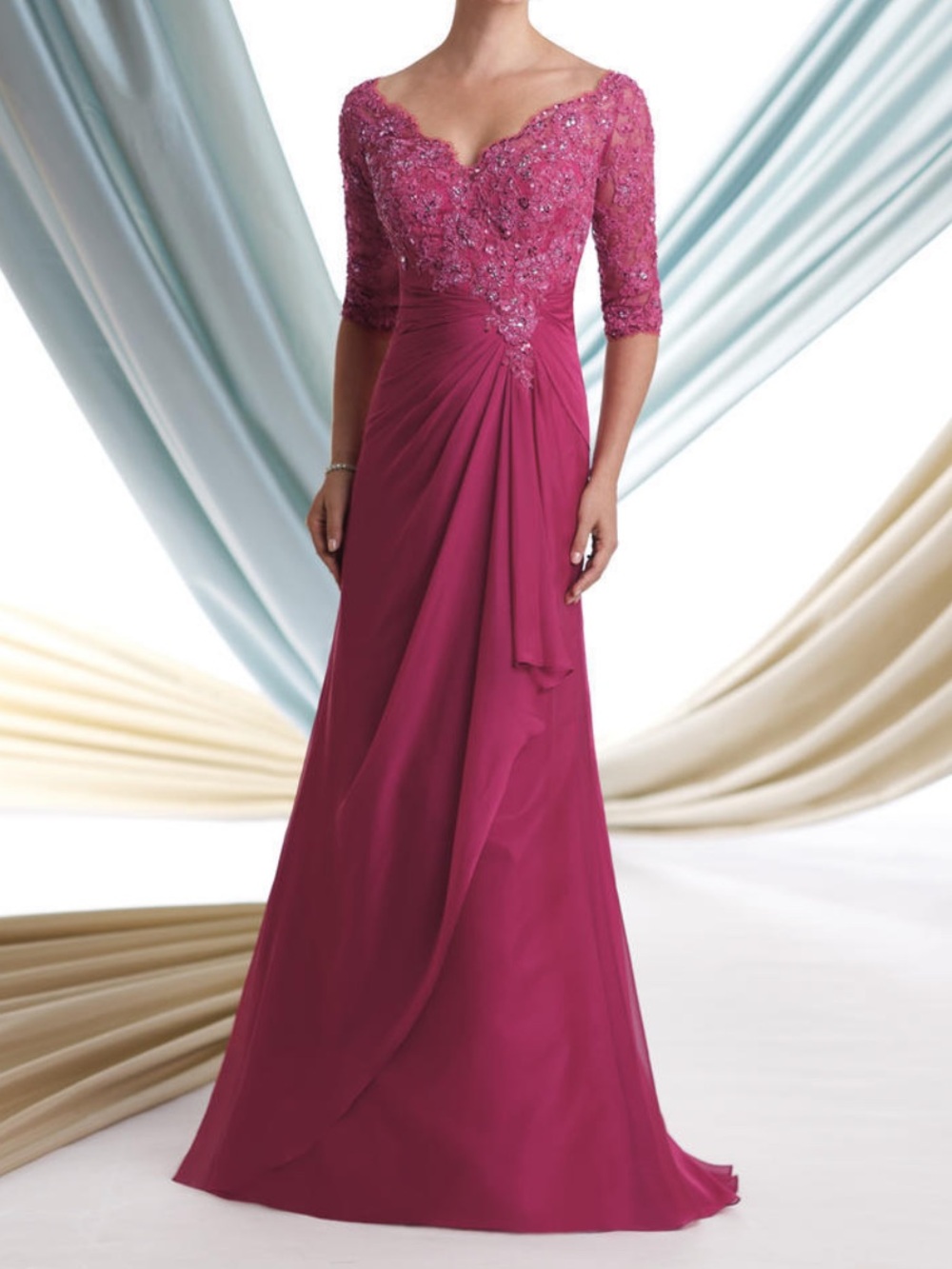 Montage by Mon Cheri Evening Gown - Fuchsia Pink